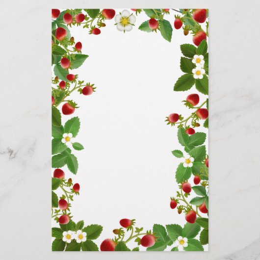 Aardbeien Planten Floral Stationery Briefpapier (Voorkant)