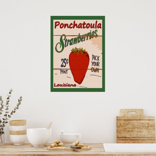 Aardbeien Ponchatoula Poster (Keuken)