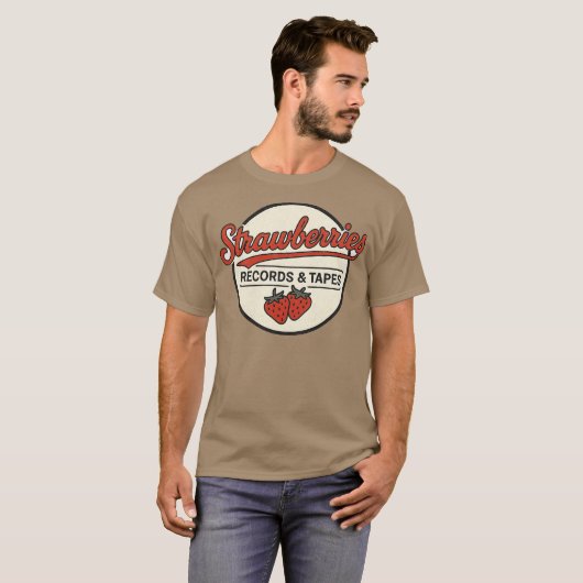Aardbeien Records en Tapes Retro T-shirt (Voorkant volledig)
