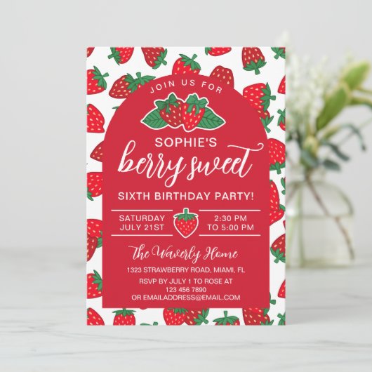 Aardbeien Red Berry Sweet Verjaardagsfeest Kaart