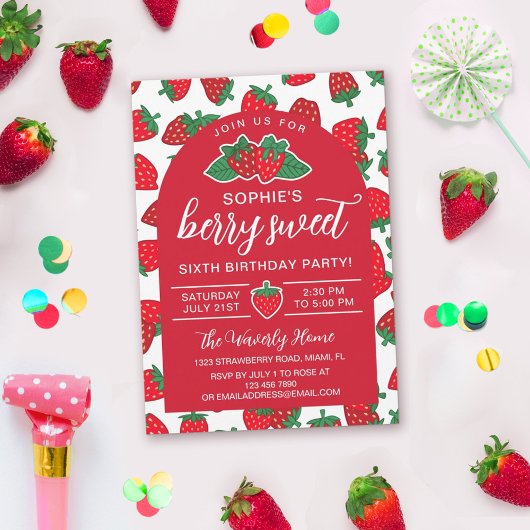 Aardbeien Red Berry Sweet Verjaardagsfeest Kaart