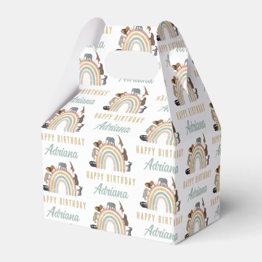 Aardbeien Regenboogdieren Oerwoud Birthday naam Bedankdoosjes (Achterkant)