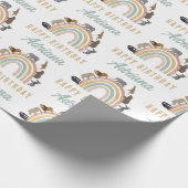 Aardbeien Regenboogdieren Oerwoud Birthday naam Cadeaupapier (Hoek)
