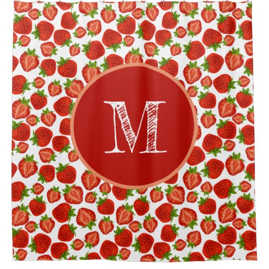 Aardbeien Retro Douchegordijn (Voorkant)
