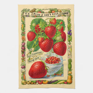 Aardbeien Retro Victoriaanse Tijdperk Botanische K Theedoek