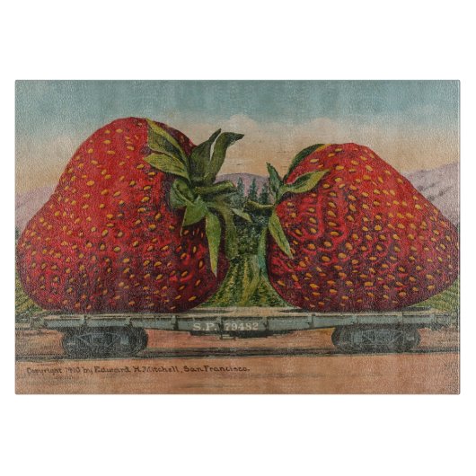 Aardbeien Reus Antieke Fruit Plezier Snijplank (Voorkant)