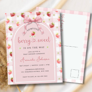 Aardbeien Ribbon Berry Sweet Baby shower Briefkaart