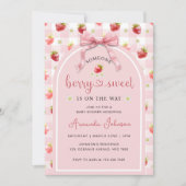 Aardbeien Ribbon Berry Sweet Baby shower Kaart (Voorkant)
