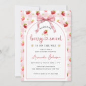Aardbeien Ribbon Berry Sweet Pink Baby shower Kaart (Voorkant)