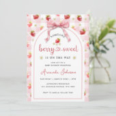 Aardbeien Ribbon Berry Sweet Pink Baby shower Kaart (Staand voorkant)