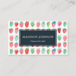 Aardbeien Rode Monogram Aangepast | Visitekaartjes