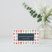 Aardbeien Rode Monogram Aangepast | Visitekaartjes (Staand voorkant)