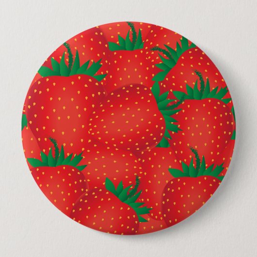 Aardbeien Ronde Button 4,0 Cm (Voorkant)