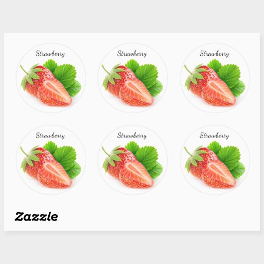Aardbeien Ronde Sticker (Vel)
