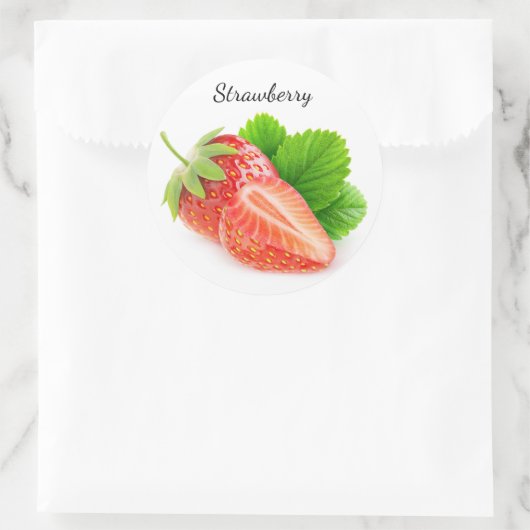 Aardbeien Ronde Sticker (Tas)