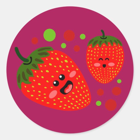 Aardbeien Ronde Sticker (Voorkant)