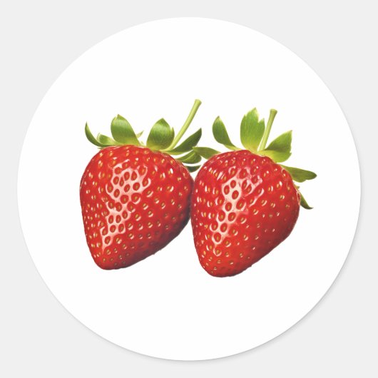 Aardbeien Ronde Sticker (Voorkant)