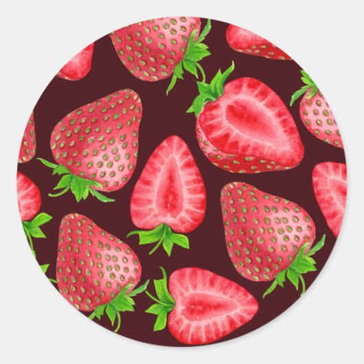 Aardbeien Ronde Sticker (Voorkant)