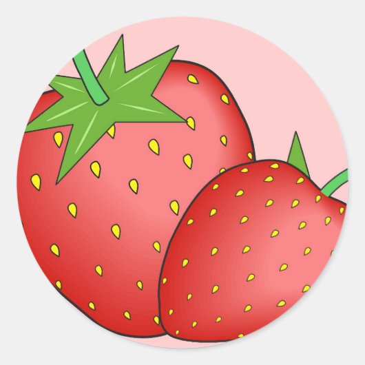 Aardbeien Ronde Sticker (Voorkant)