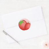 Aardbeien Ronde Sticker (Envelop)