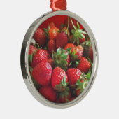 Aardbeien rood fruit foto metalen ornament (Rechts)
