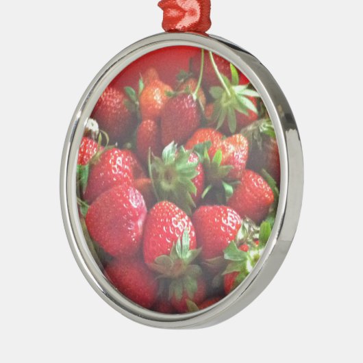 Aardbeien rood fruit foto metalen ornament (Links)