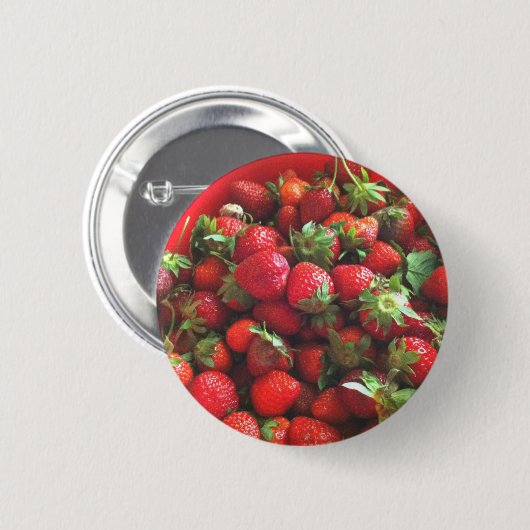 Aardbeien rood fruit foto ronde button 5,7 cm (Voorkant /achterkant)