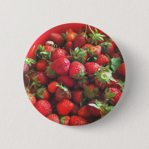 Aardbeien rood fruit foto ronde button 5,7 cm