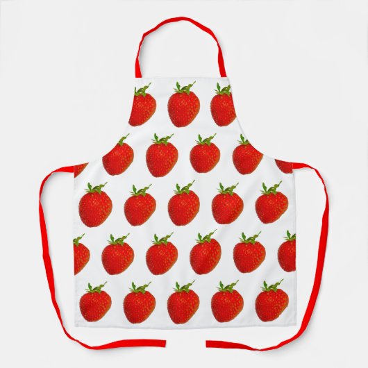 Aardbeien Rood Groen All-Over Print Schort (Voorkant)