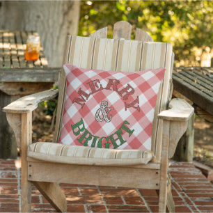 Aardbeien Rood Landhuis Gingham Strepen Buitenkussen
