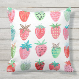 Aardbeien rood Patroon Zomer Buitenkussen