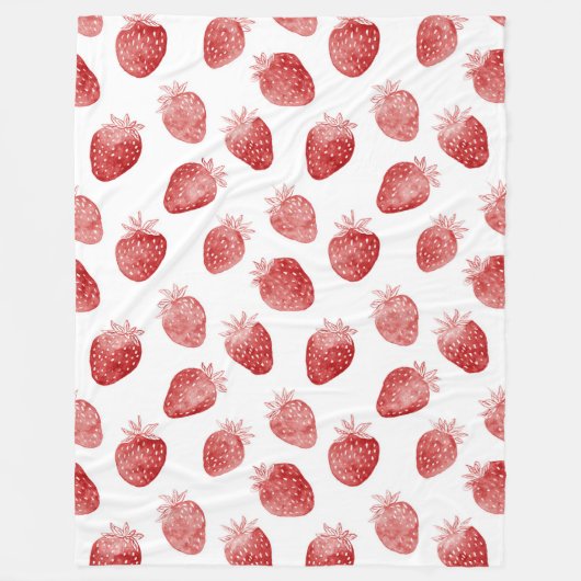 Aardbeien Rood Witte Stippen Fleece Deken (Voorkant)