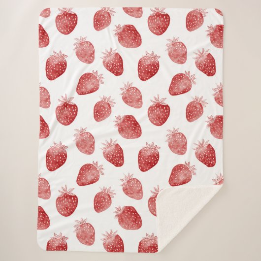 Aardbeien Rood Witte Stippen Sherpa Deken (Voorkant)