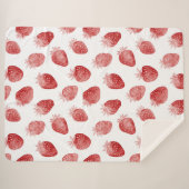 Aardbeien Rood Witte Stippen Sherpa Deken (Voorkant (horizontaal))