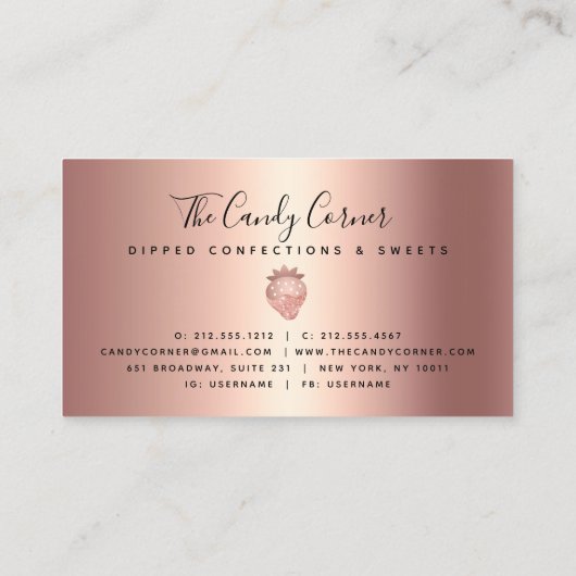 Aardbeien Roos Gold Drives Besmetting Sweets Black Visitekaartje (Achterkant)