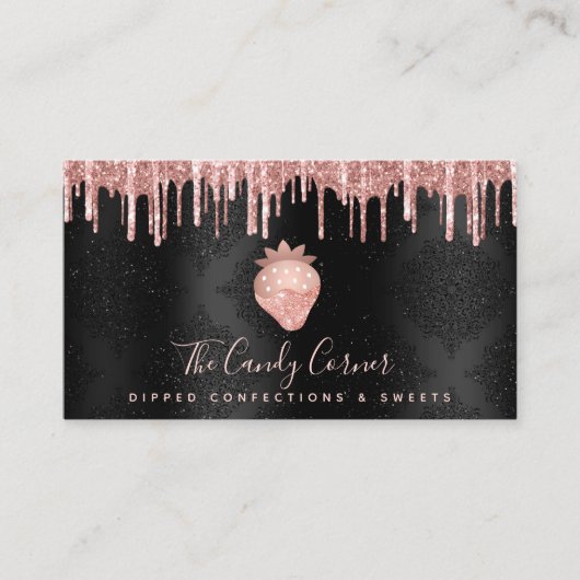 Aardbeien Roos Gold Drives Besmetting Sweets Black Visitekaartje (Voorkant)