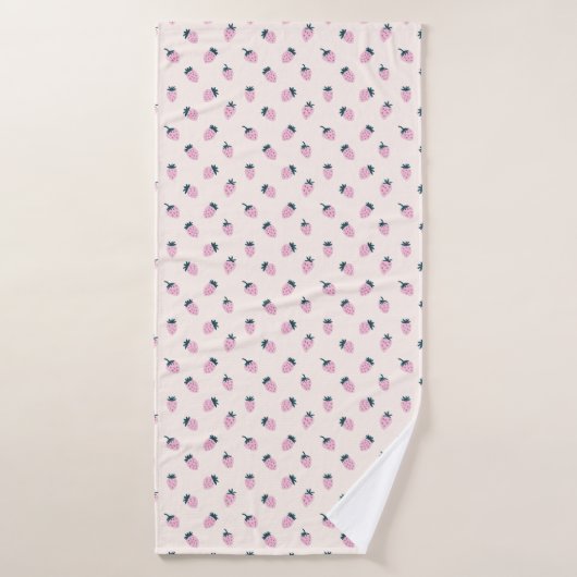 Aardbeien roze badhanddoek (Badhanddoek)