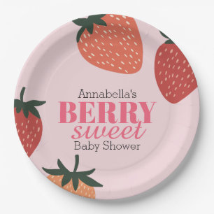 Aardbeien Roze Bes Zoete Baby Shower Papieren Bordje
