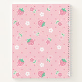 aardbeien Roze bloemen Stippen Kawaii Cute Pastel Notitieboek (Achterkant)