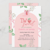 Aardbeien Roze Boog Twee Zoete 2e Verjaardag Kaart (Voorkant / Achterkant)