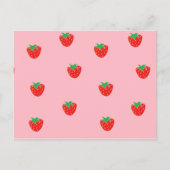 aardbeien Roze Briefkaart (Voorkant)