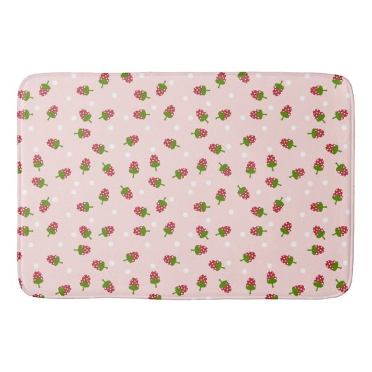 Aardbeien Roze Cute Kawaii Girly Soft Pastel Badmat (Voorkant)