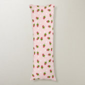Aardbeien Roze Cute Kawaii Girly Soft Pastel Lichaamskussen (Voorkant Verticaal)