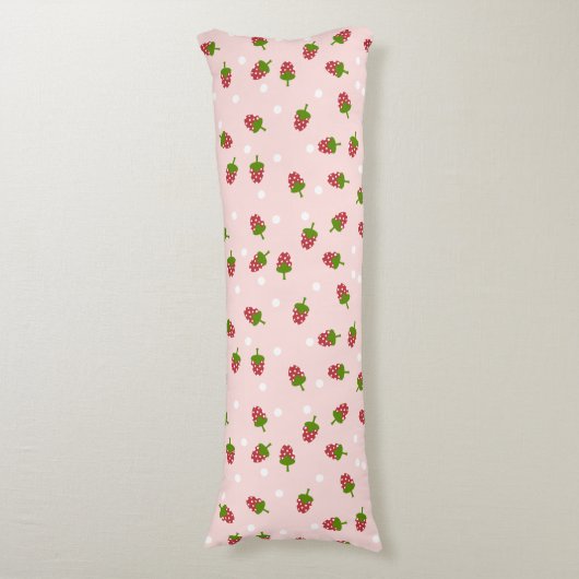 Aardbeien Roze Cute Kawaii Girly Soft Pastel Lichaamskussen (Voorkant Verticaal)