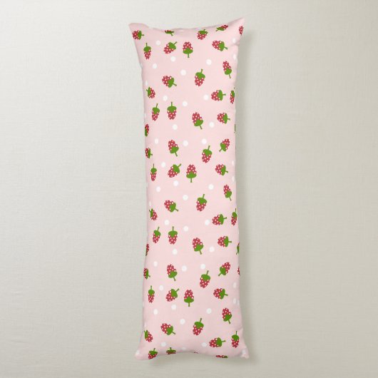 Aardbeien Roze Cute Kawaii Girly Soft Pastel Lichaamskussen (Achterkant (Verticaal))