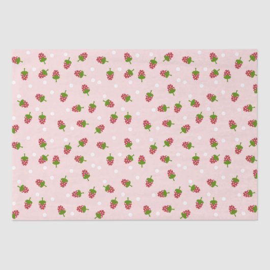 Aardbeien Roze Cute Kawaii Girly Soft Pastel Tissuepapier (Voorkant)