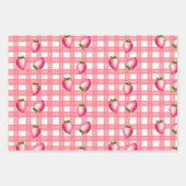 Aardbeien Roze en Rode Waterverf Inpakpapier Vel (Voorkant 3)