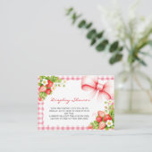 Aardbeien Roze Gingham Display Showerkaart Informatiekaartje (Staand voorkant)