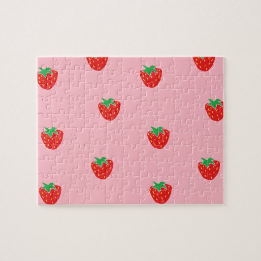 aardbeien Roze Legpuzzel (Horizontaal)