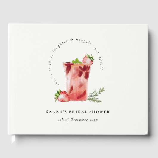 Aardbeien Roze Margarita Cocktail Bruidsdiner Gastenboek (Voorkant)